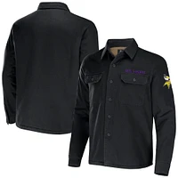 Men's NFL x Darius Rucker Collection by Fanatics Black Minnesota Vikings Canvas Button-Up Shirt Jacket