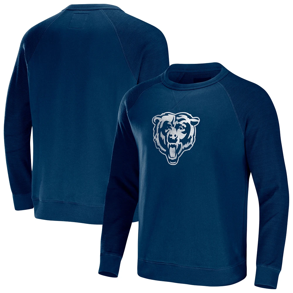 Men's NFL x Darius Rucker Collection by Fanatics  Navy Chicago Bears Distressed Lightweight Pullover Sweatshirt