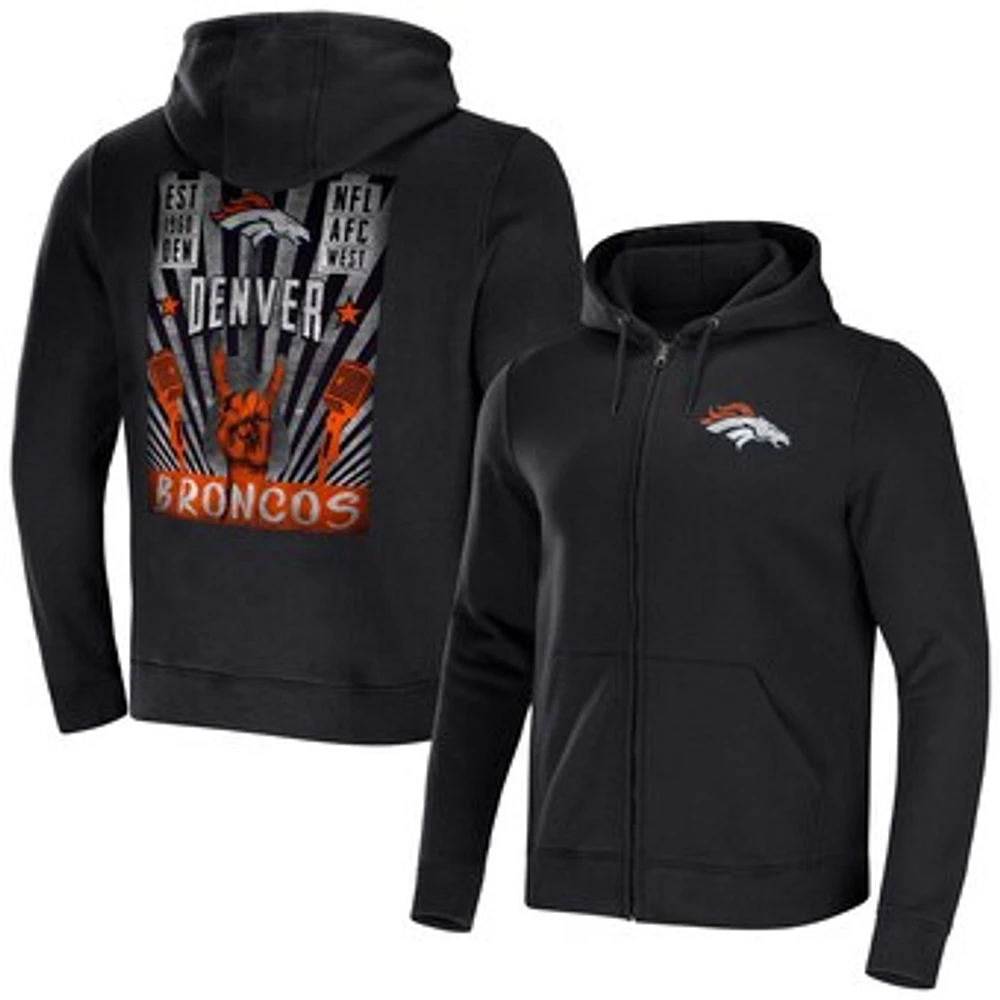 Men's NFL x Darius Rucker Collection by Fanatics Black Denver Broncos Rocker Full-Zip Hoodie