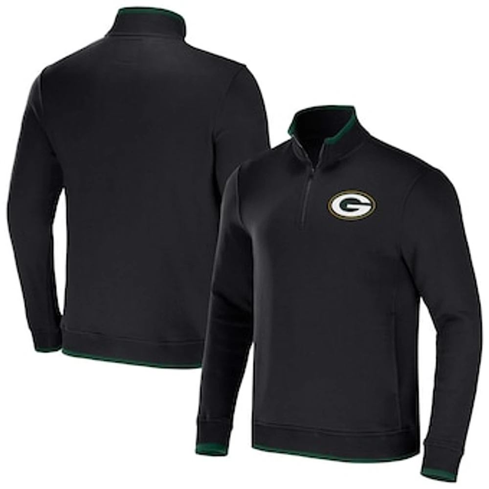 Men's NFL x Darius Rucker Collection by Fanatics Black Green Bay Packers Logo Quarter-Zip Top