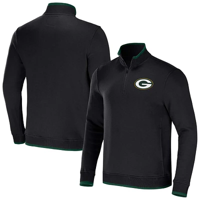 Men's NFL x Darius Rucker Collection by Fanatics Black Green Bay Packers Logo Quarter-Zip Top