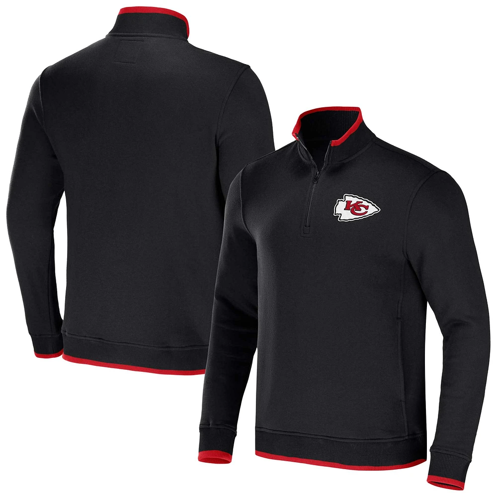 Men's NFL x Darius Rucker Collection by Fanatics Black Kansas City Chiefs Logo Quarter-Zip Top