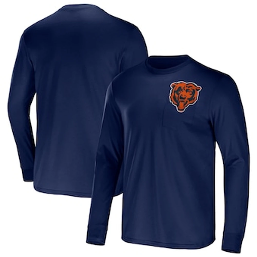 Men's NFL x Darius Rucker Collection by Fanatics Navy Chicago Bears Team Long Sleeve Pocket T-Shirt