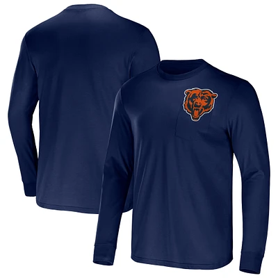 Men's NFL x Darius Rucker Collection by Fanatics Navy Chicago Bears Team Long Sleeve Pocket T-Shirt