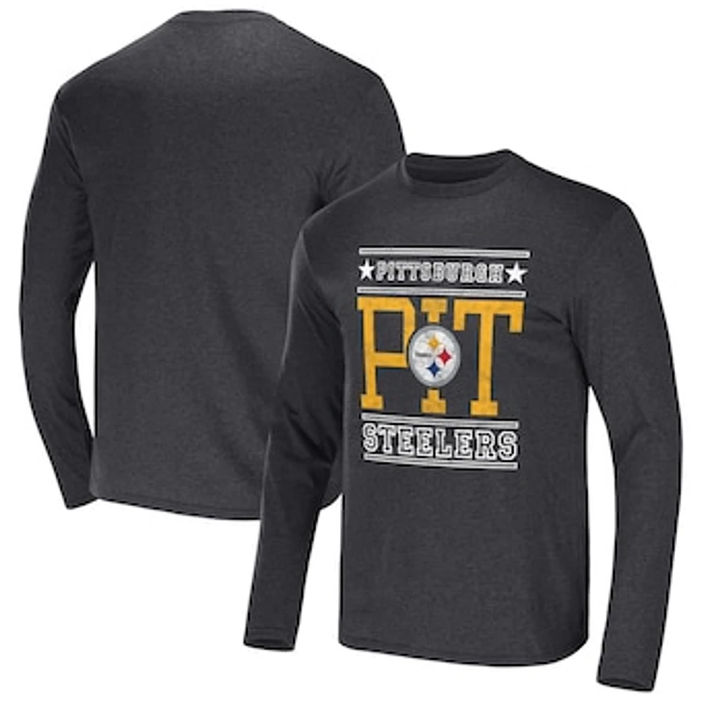 Men's NFL x Darius Rucker Collection by Fanatics Heathered Charcoal Pittsburgh Steelers Long Sleeve T-Shirt