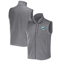 Men's NFL x Darius Rucker Collection by Fanatics Gray Miami Dolphins Polar Fleece Full-Zip Vest