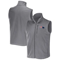 Men's NFL x Darius Rucker Collection by Fanatics Gray New England Patriots Polar Fleece Full-Zip Vest