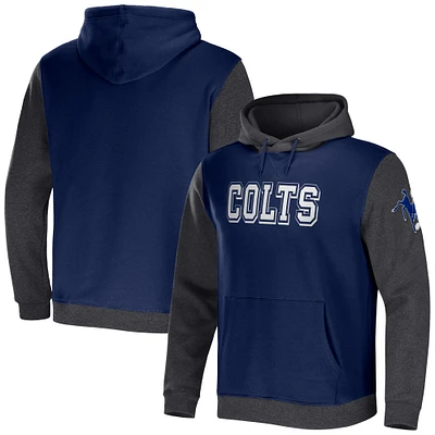 Men's NFL x Darius Rucker Collection by Fanatics Navy/Heather Charcoal Indianapolis Colts Colorblock Pullover Hoodie