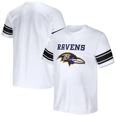 Men's NFL x Darius Rucker Collection by Fanatics White Baltimore Ravens Football Striped T-Shirt