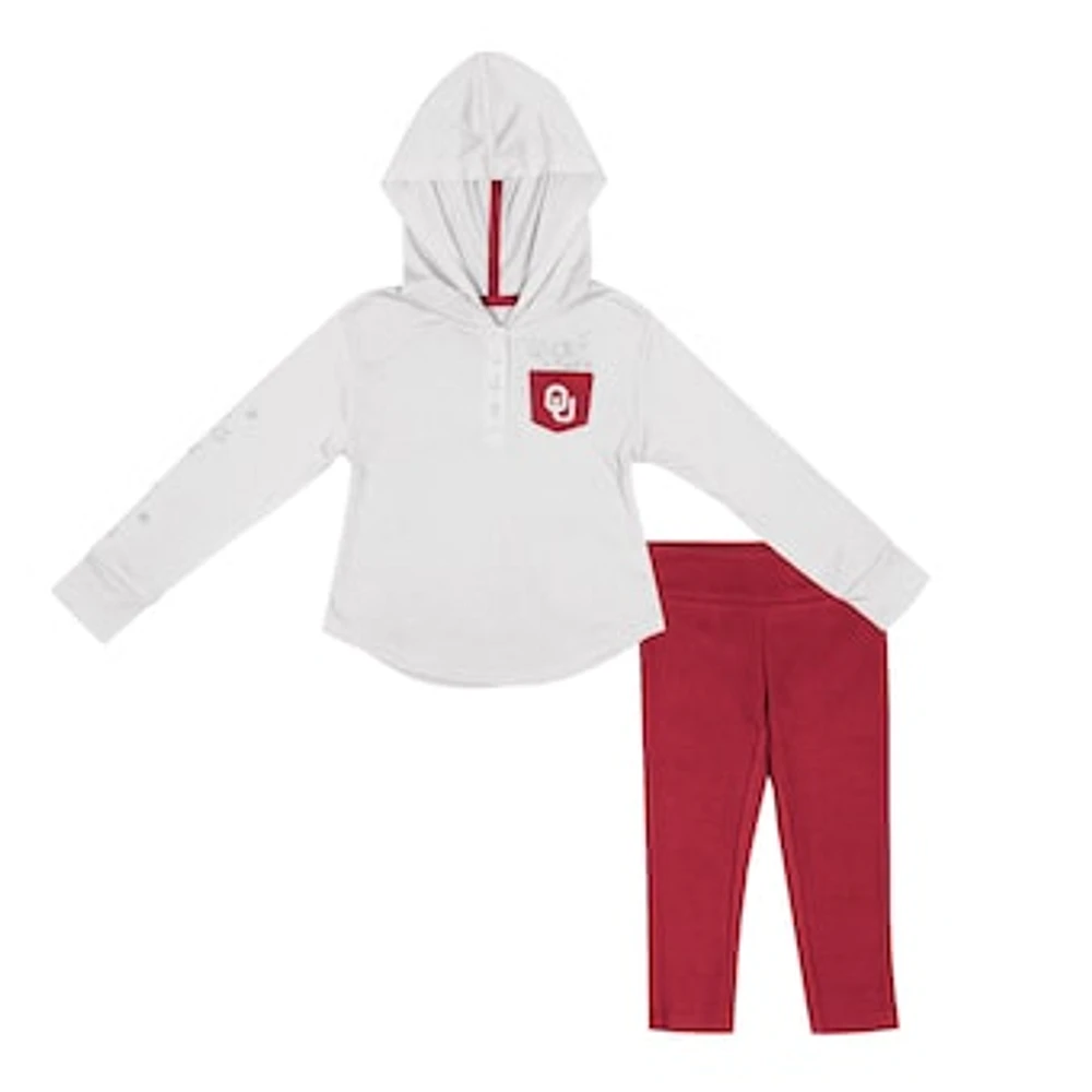 Girls Toddler Colosseum White/Crimson Oklahoma Sooners Most Delightful Way Long Sleeve Hoodie T-Shirt & Leggings Set