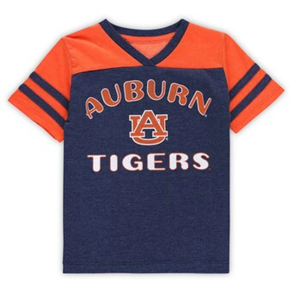 Girls Toddler Colosseum Navy/Orange Auburn Tigers Piecrust Promise Striped V-Neck T-Shirt