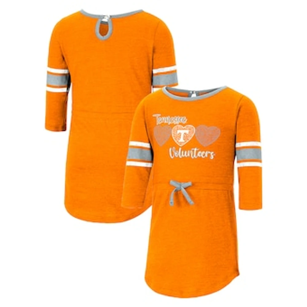 Girls Toddler Colosseum Heathered Tennessee Orange Tennessee Volunteers Poppin Sleeve Stripe Dress