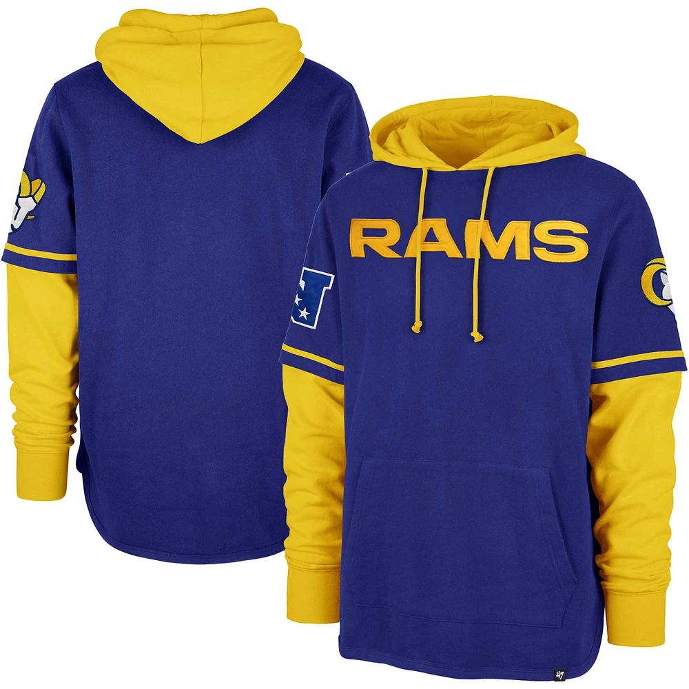 Men's '47 Royal Los Angeles Rams Shortstop Pullover Hoodie