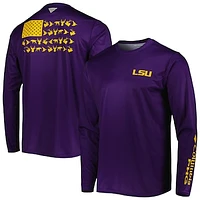 Men's Columbia Purple LSU Tigers Terminal Shot Omni-Shade Omni-Wick Long Sleeve T-Shirt