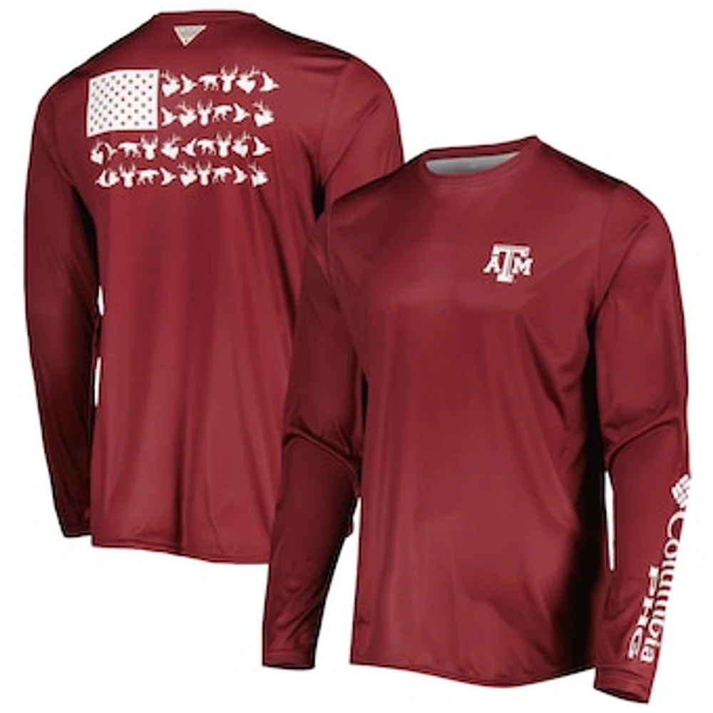 Men's Columbia Maroon Texas A&M Aggies Terminal Shot Omni-Shade Long Sleeve T-Shirt