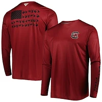 Men's Columbia Garnet South Carolina Gamecocks Terminal Shot Omni-Shade Omni-Wick Long Sleeve T-Shirt