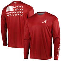 Men's Columbia Crimson Alabama Crimson Tide Terminal Shot Omni-Shade Omni-Wick Long Sleeve T-Shirt