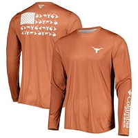 Men's Columbia Texas Orange Texas Longhorns Terminal Shot Omni-Shade Long Sleeve T-Shirt