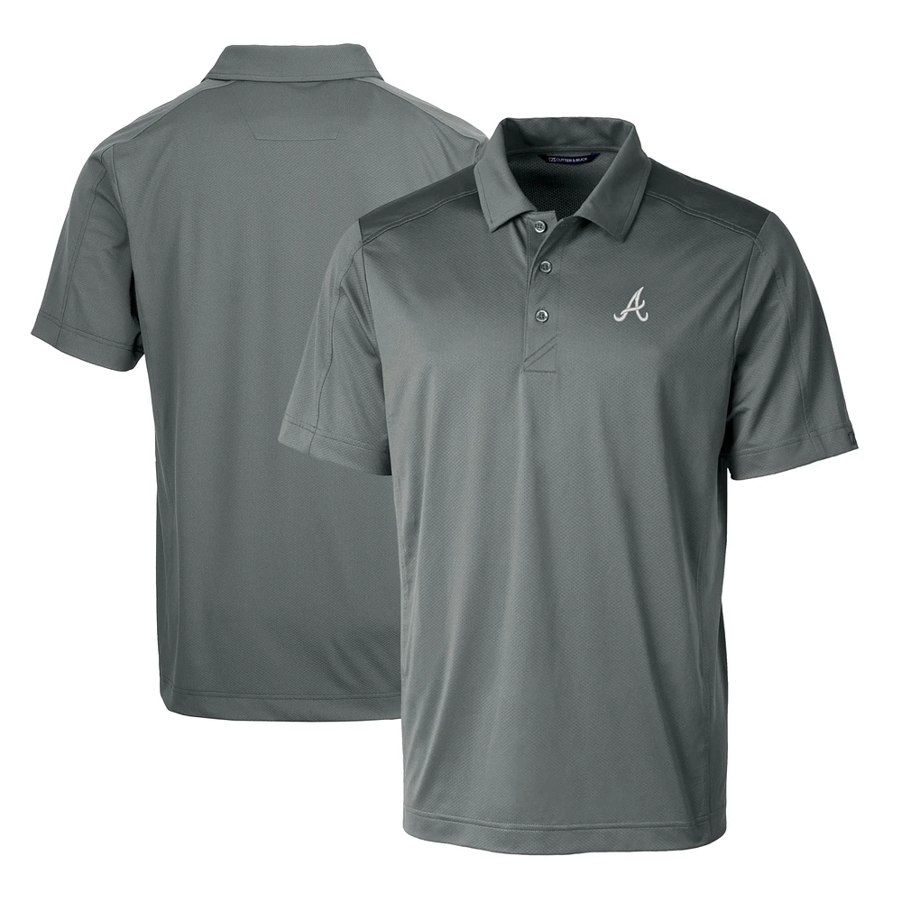 Men's Cutter & Buck Steel Atlanta Braves Prospect Textured Stretch Big Tall Polo