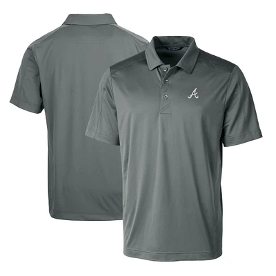 Men's Cutter & Buck Steel Atlanta Braves Prospect Textured Stretch Big Tall Polo