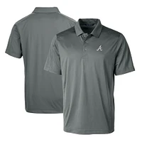 Men's Cutter & Buck Steel Atlanta Braves Prospect Textured Stretch Big Tall Polo