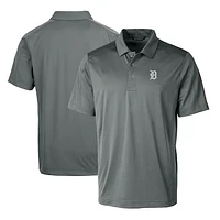 Men's Cutter & Buck Steel Detroit Tigers Prospect Textured Stretch Big Tall Polo