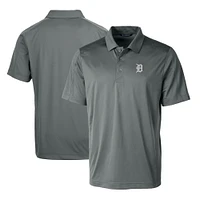 Men's Cutter & Buck Steel Detroit Tigers Prospect Textured Stretch Big Tall Polo