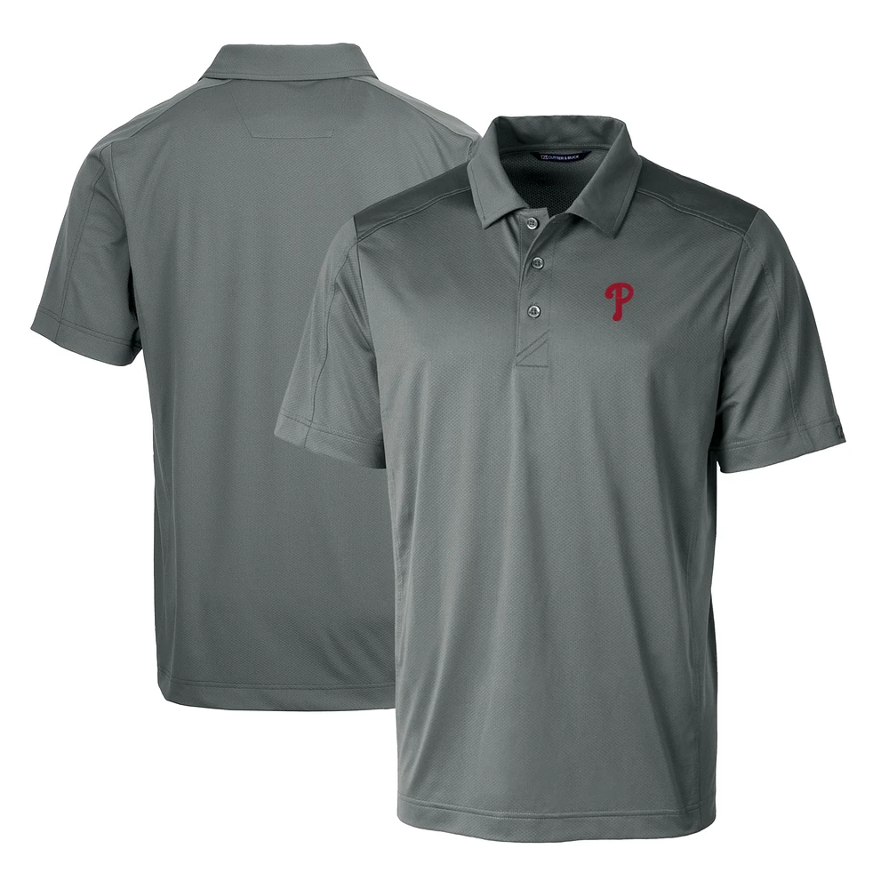 Men's Cutter & Buck Steel Philadelphia Phillies Prospect Textured Stretch Big Tall Polo