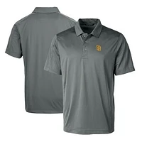 Men's Cutter & Buck Steel San Diego Padres Prospect Textured Stretch Big Tall Polo