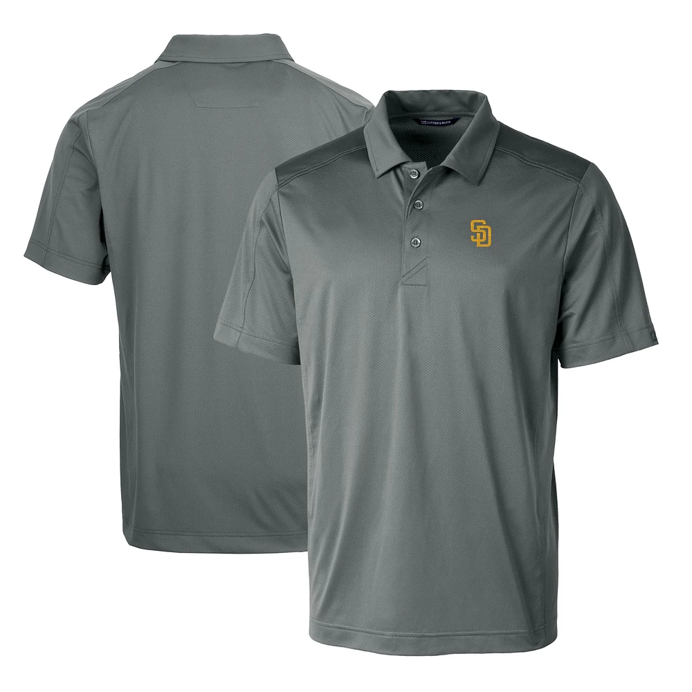 Men's Cutter & Buck Steel San Diego Padres Prospect Textured Stretch Big Tall Polo