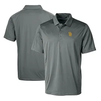 Men's Cutter & Buck Steel San Diego Padres Prospect Textured Stretch Big Tall Polo