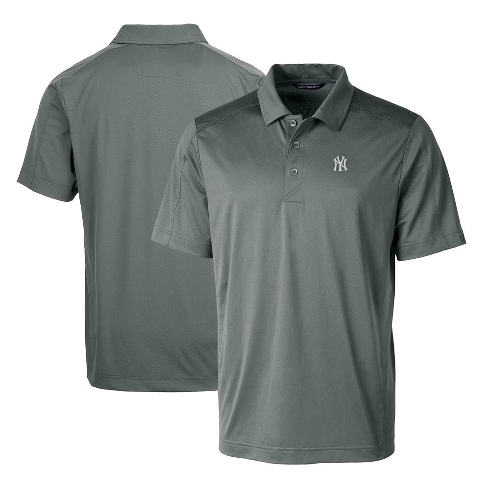 Men's Cutter & Buck Steel New York Yankees Prospect Textured Stretch Big Tall Polo