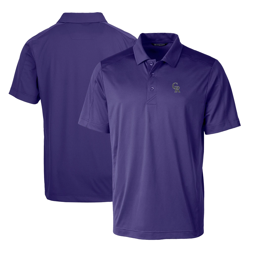 Men's Cutter & Buck Purple Colorado Rockies Prospect Textured Stretch Polo