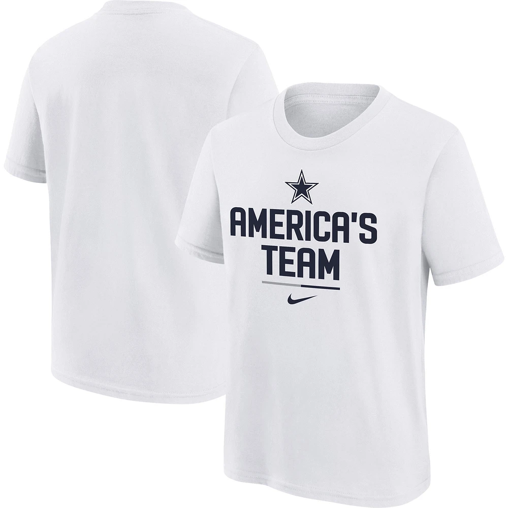 Youth Nike White Dallas Cowboys Team Slogan T-Shirt