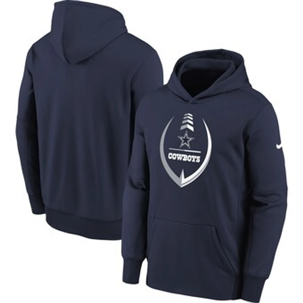 Youth Nike Navy Dallas Cowboys Icon Performance Pullover Hoodie