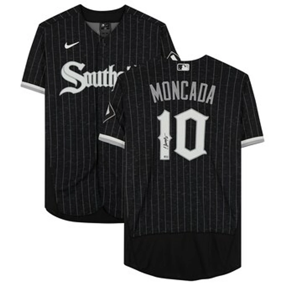 Yoan Moncada Charcoal Chicago White Sox Autographed Nike City Connect Authentic Jersey