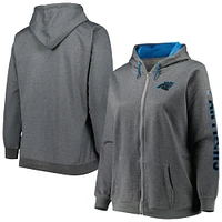 Women's Heather Charcoal Carolina Panthers Plus Fleece Full-Zip Hoodie Jacket