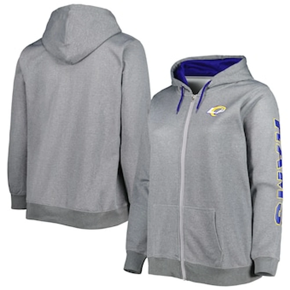 Women's Heather Charcoal Los Angeles Rams Plus Fleece Full-Zip Hoodie Jacket