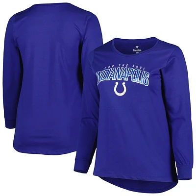 Women's Fanatics Royal Indianapolis Colts Plus Size Measure Distance Scoop Neck Long Sleeve T-Shirt