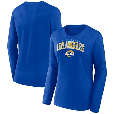 Women's Fanatics Royal Los Angeles Rams Plus Measure Distance Scoop Neck Long Sleeve T-Shirt