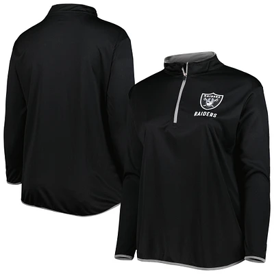 Women's Fanatics Black Las Vegas Raiders Plus Size Worth the Drive Quarter-Zip Top