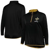 Women's Fanatics Black New Orleans Saints Plus Size Worth the Drive Quarter-Zip Top