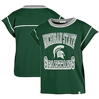 Women's '47 Green Michigan State Spartans Sound Up Maya Cutoff T-Shirt