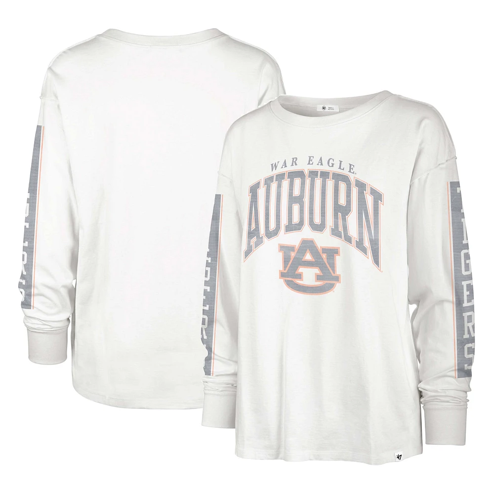 Women's '47 Cream Auburn Tigers Statement SOA 3-Hit Long Sleeve T-Shirt