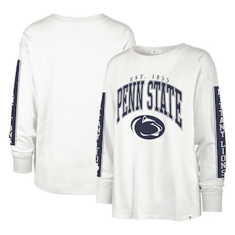 Women's '47 Cream Penn State Nittany Lions Statement SOA 3-Hit Long Sleeve T-Shirt