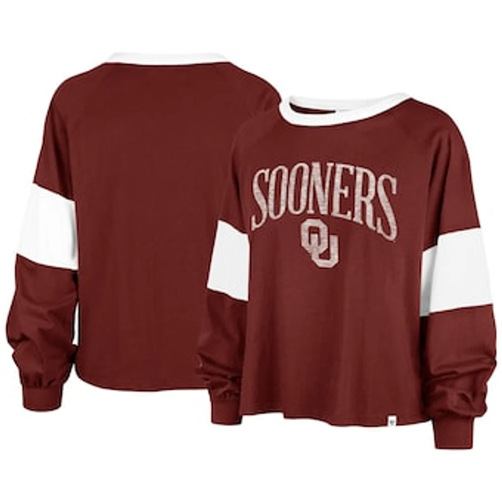 Women's '47  Crimson Oklahoma Sooners Upside Rhea Raglan Long Sleeve T-Shirt