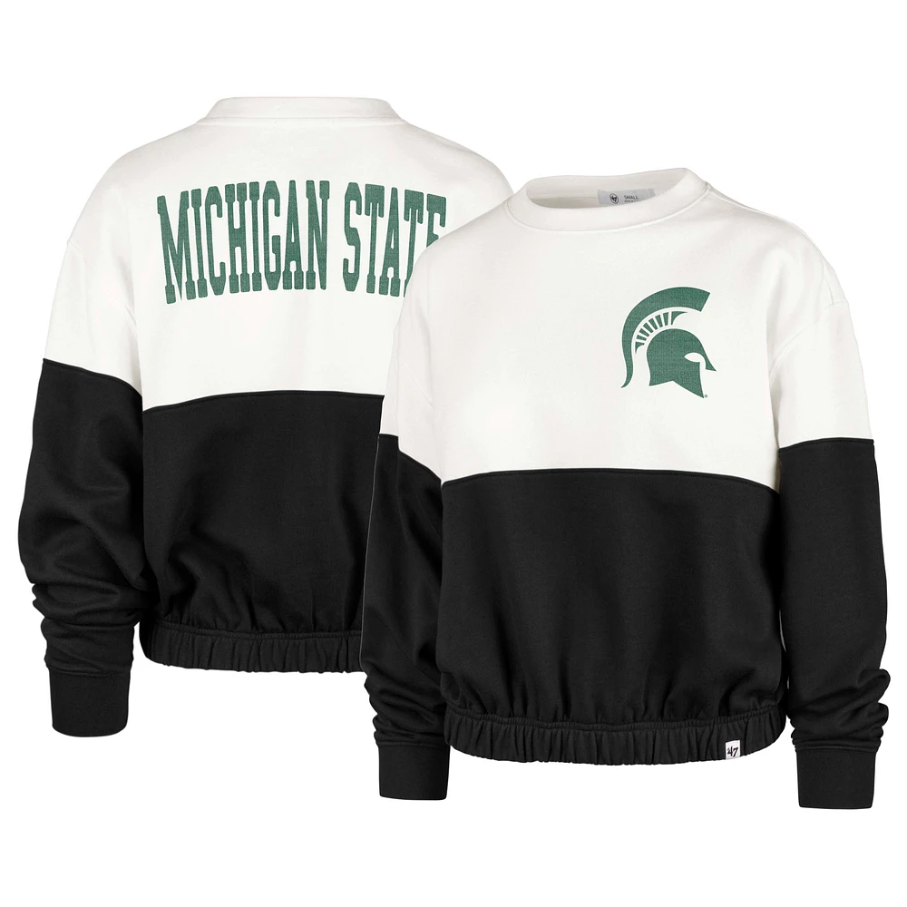 Women's '47 White/Black Michigan State Spartans Take Two Bonita Pullover Sweatshirt