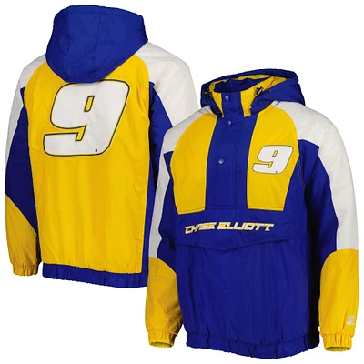 Men's Starter Royal/Yellow Chase Elliott The Body Check Half-Snap Pullover Jacket