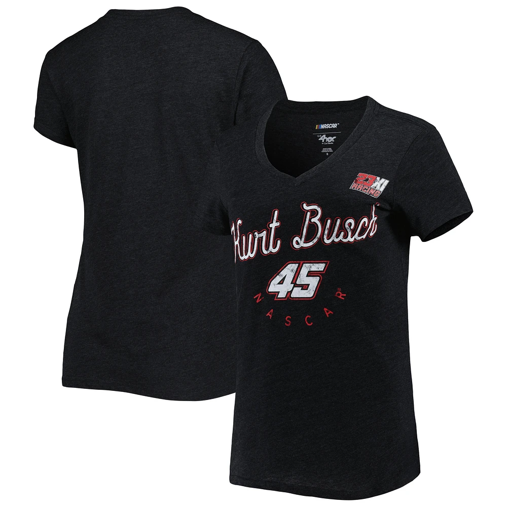 Women's G-III 4Her by Carl Banks Black Kurt Busch Bump & Run V-Neck T-Shirt