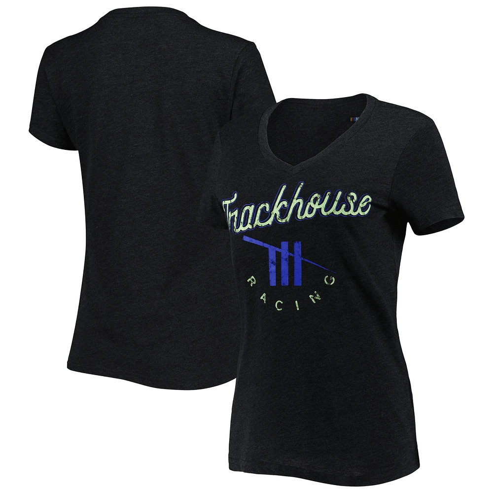 Women's G-III 4Her by Carl Banks Black TRACKHOUSE RACING Bump & Run V-Neck T-Shirt